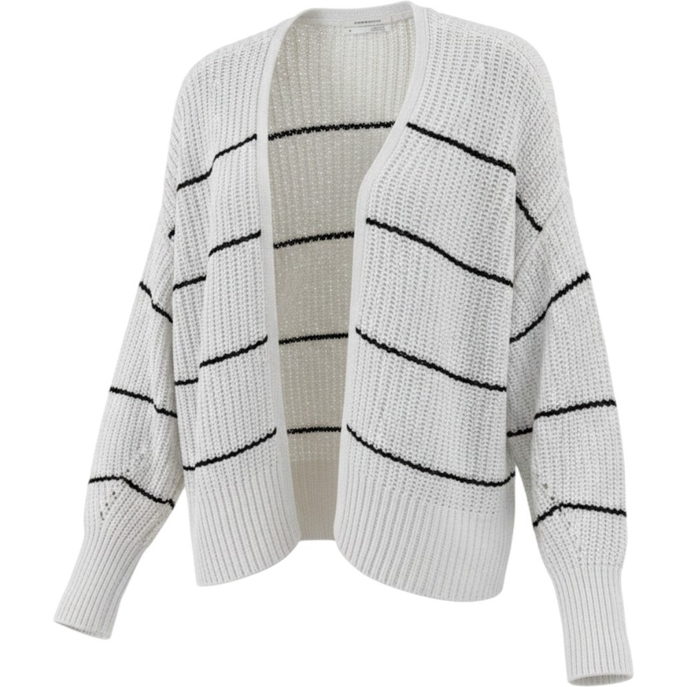 Anthropologie Oversized Striped Open Front Cardigan Sweater White Black